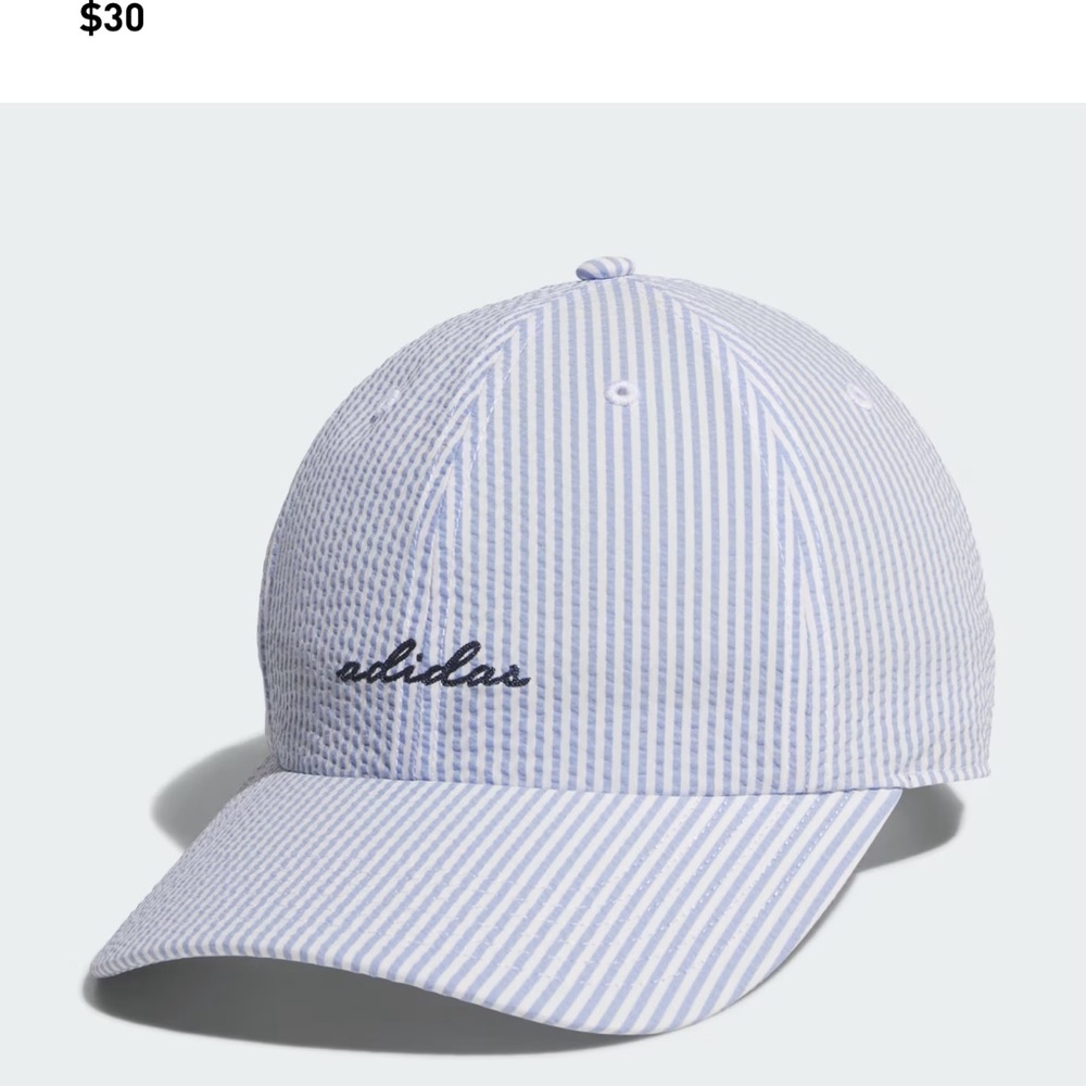 adidas Blue & White Seersucker Stripe Baseball Cap